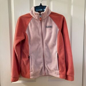 Columbia Benton Springs Fleece Jacket Full Zip Pink Peach Girls SZ Medium 10-12